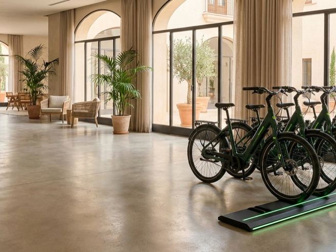 Bicis de Belora Go en el vestíbulo de un hotel